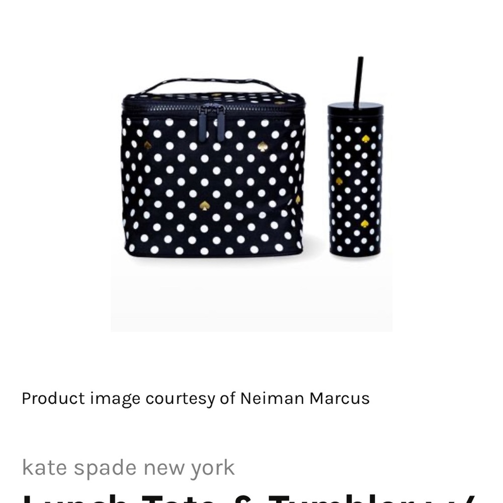 Kate Spade Polka Dot Lunch Tote and 20oz Insulated Tumbler